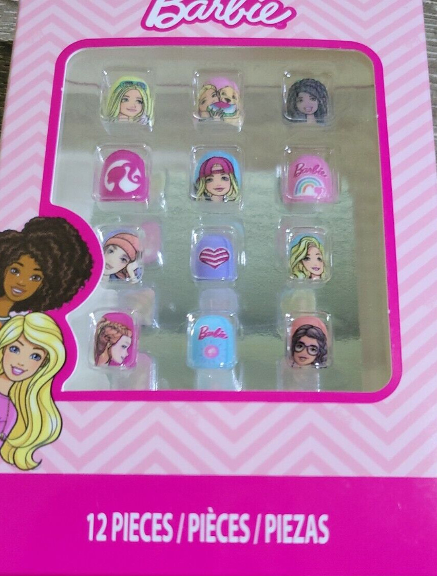 Barbie Press On Kids Nails 1pk of 12 Nails-Brand New-SHIPS N 24 HOURS