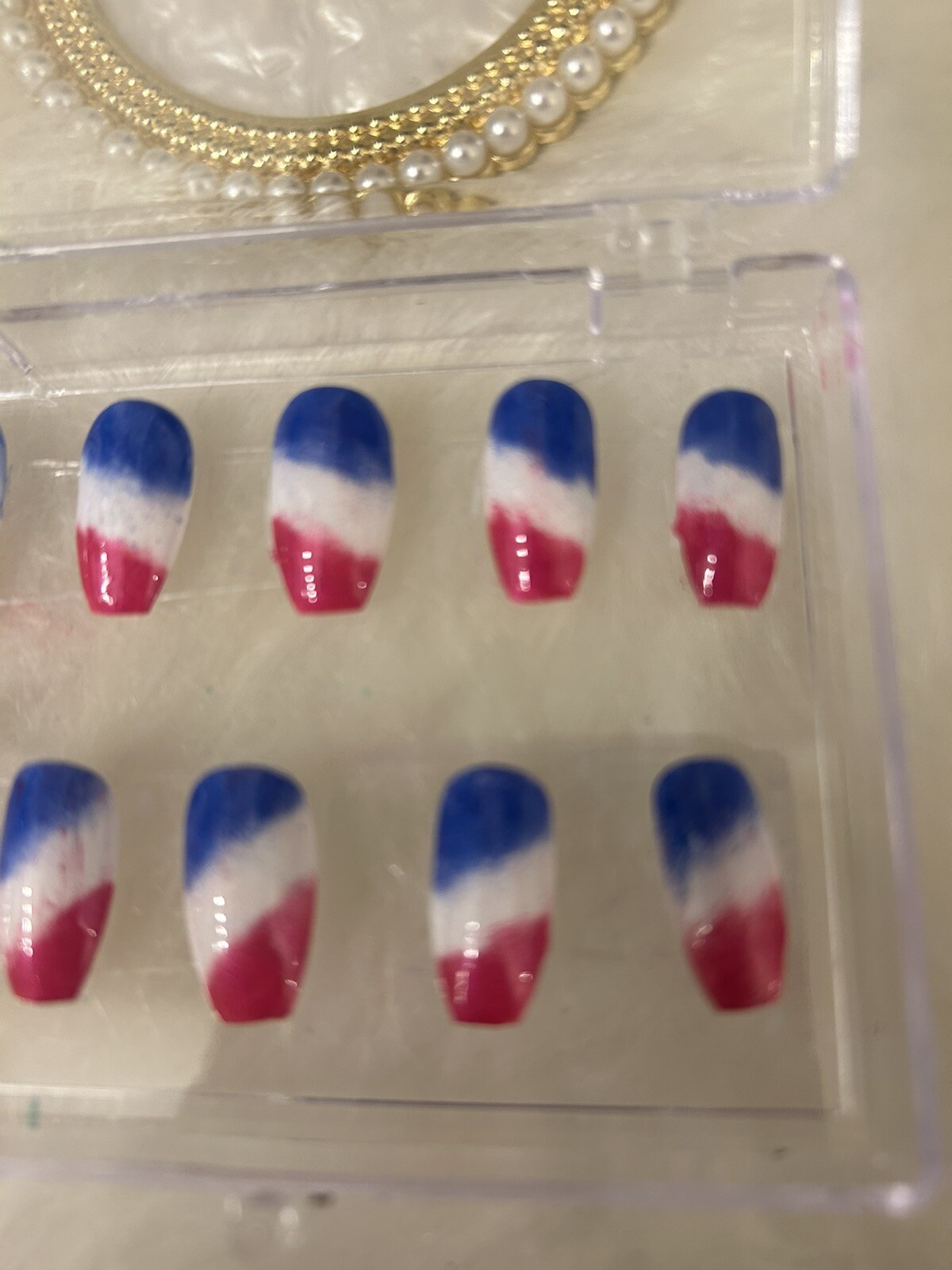 Z NAILZ! Set of Handmade Patriotic Medium Coffin Press On Nailsl