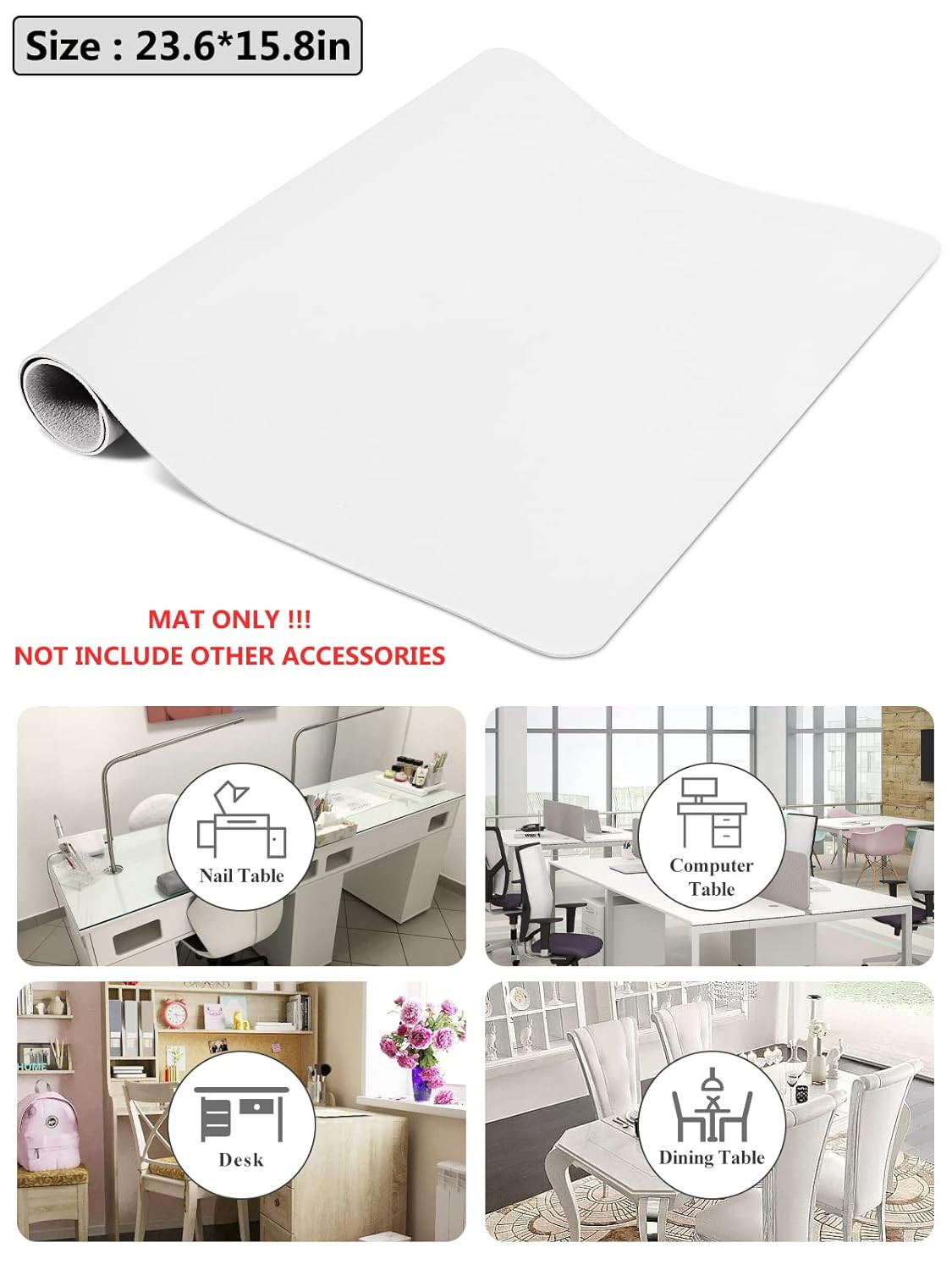 (MAT ONLY) White Nail Art Table Mat, Foldable Nail Art Hand Rest Pad for Nail Ar