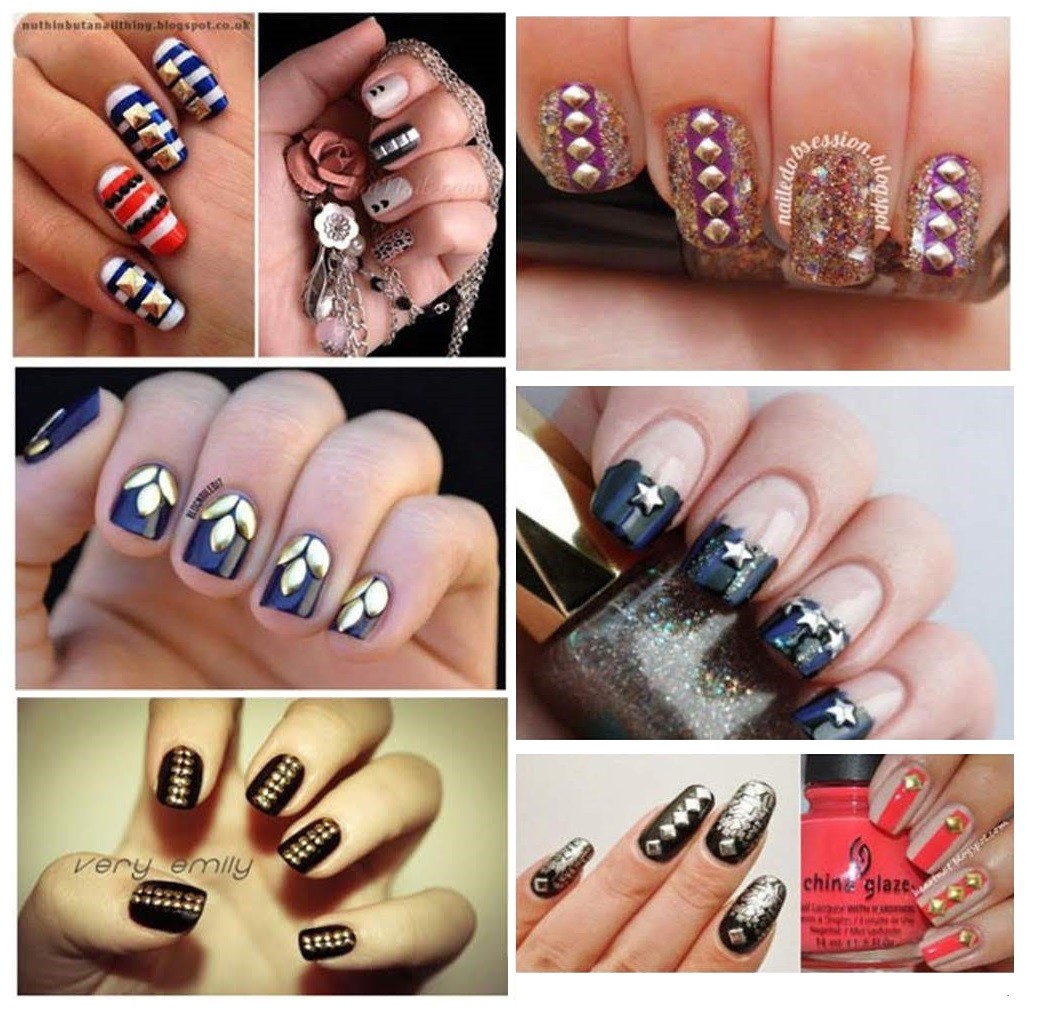 100pcs 38Style Options Gold/Silver Star/Heart Metal Stud Charm 3D Nail Art Decor
