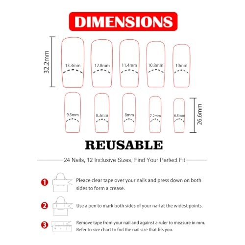 French Tip Press On Nails – Long Square Pink Acrylic False Nails with 5D Color1