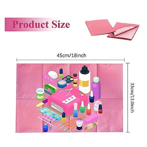 Nail Art Table Mats Disposable Nail Paper Towels,50PCS Waterproof 3 Ply Pink