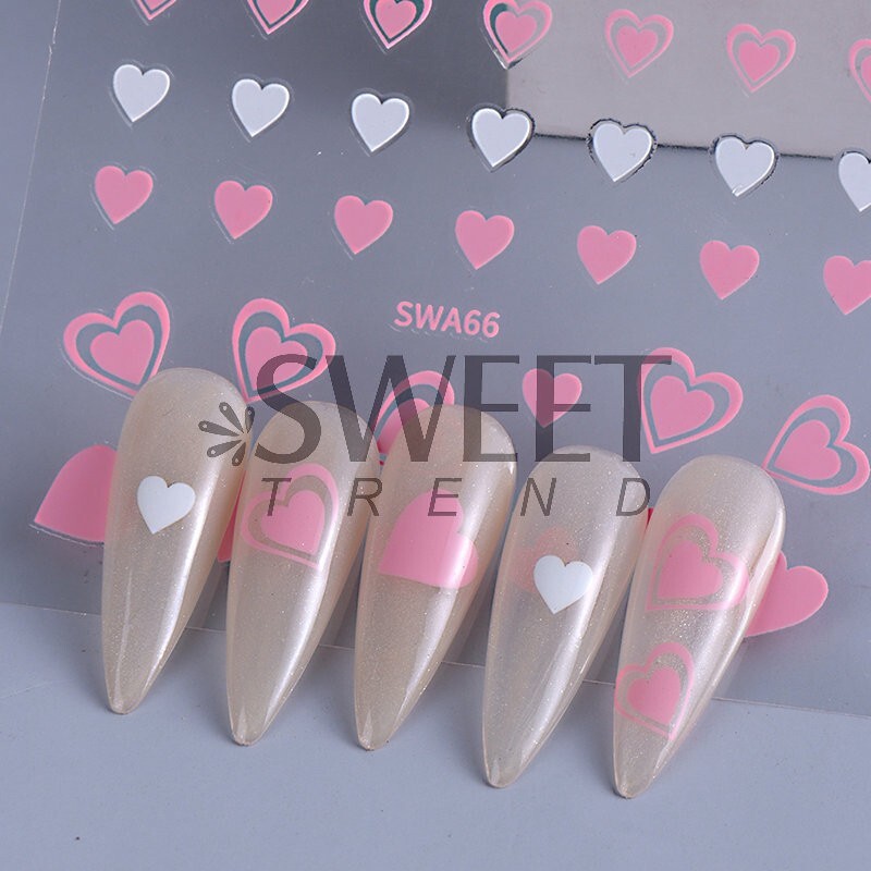 Nail Art Sticker Heart Valentine Star Decals Manicure DIY Peel & Stick NH28