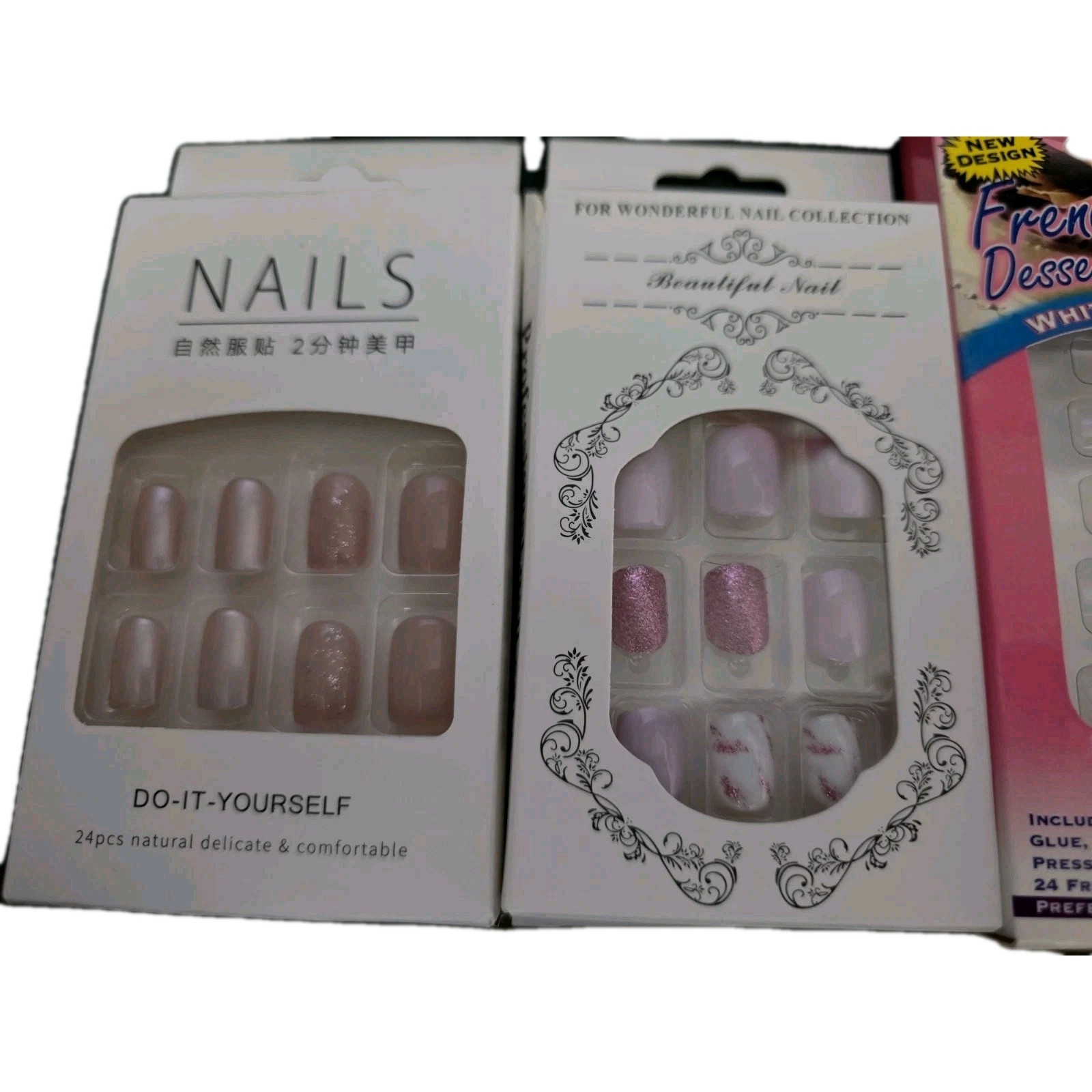 Press On Nails Lot Of 4. French Tip. Sparkly. Random.DIY Nails