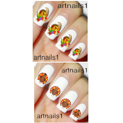 Turkey Thanksgiving Nail Art Stickers Holiday Nails Decals Salon Polish SET 100+