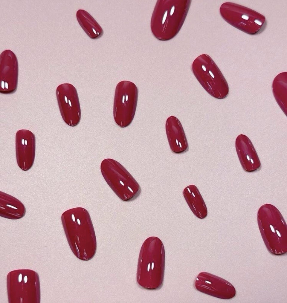 Bright Pink Fuchsia Metallic Almond Nail Kit | 24-Piece Press-On Nails | New