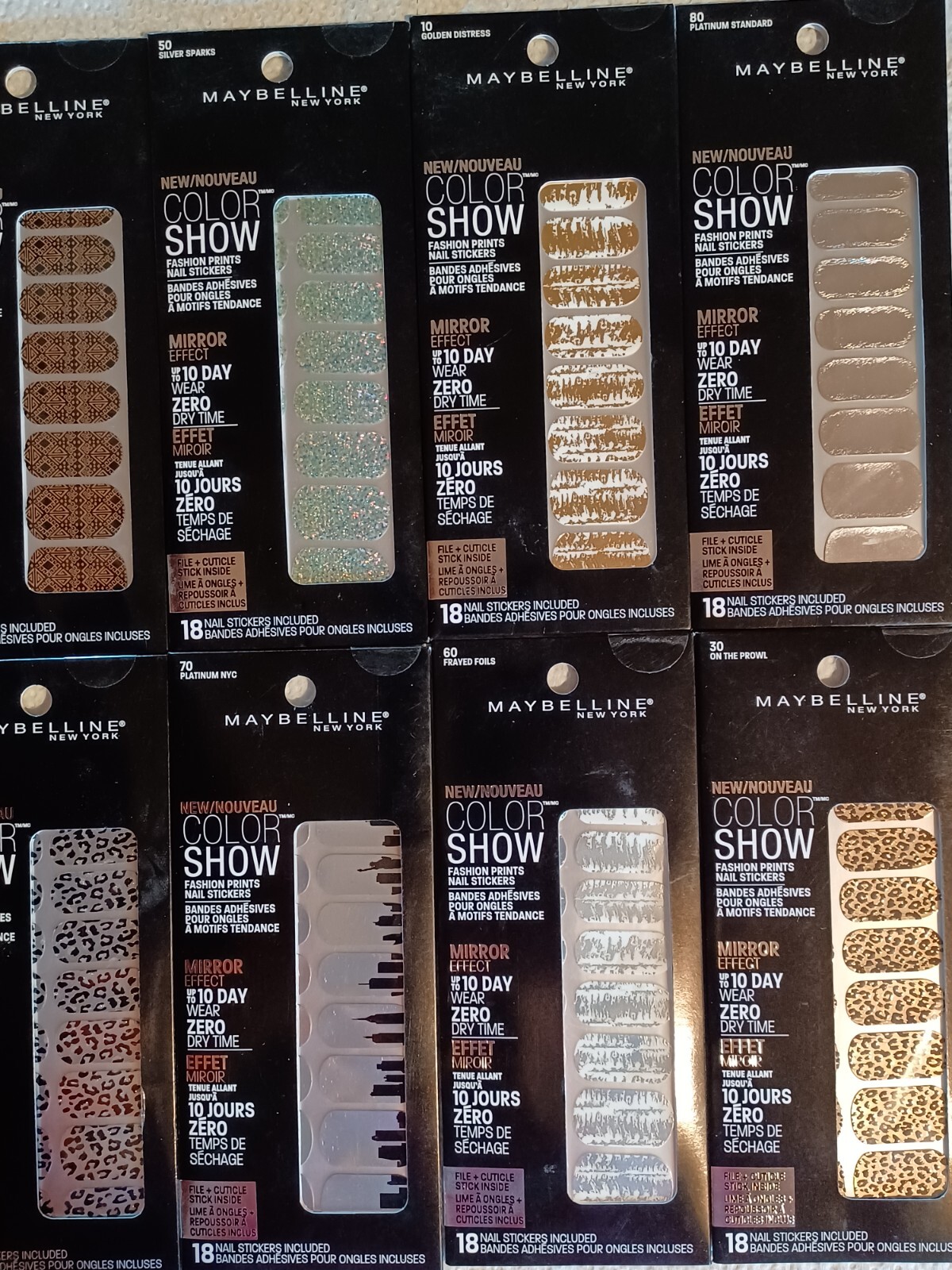 MAYBELLINE Color Show Fashion Print Nail Stickers 8 packs, 144 nail stickers