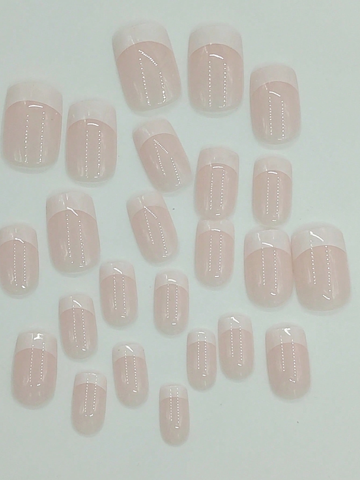 24pcs Square White French Style Fake Nail Press On Nails False Nails Glue On