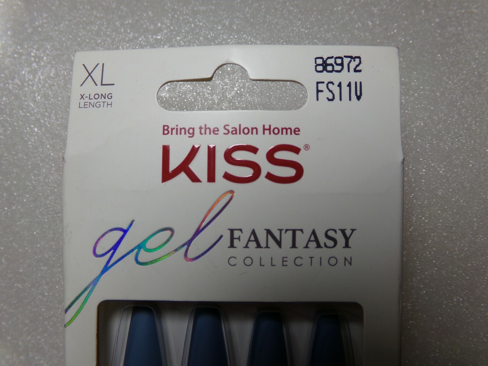 KISS gel Fantasy NAILS GLUE ON EXTRA LONG- Matte Gray Blue Sculpted