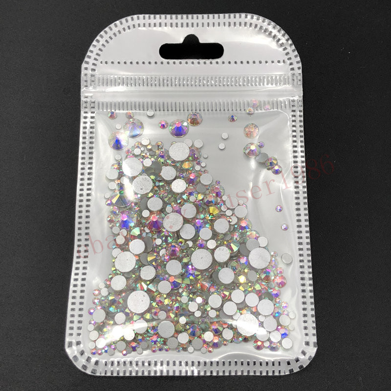 720p Mix Size Nail Art Rhinestones Glitter Diamond Crystal Gems Tips Decoration
