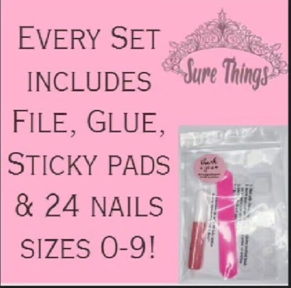 24 Medium Press on nails kit w glue ombre black clear goth fall