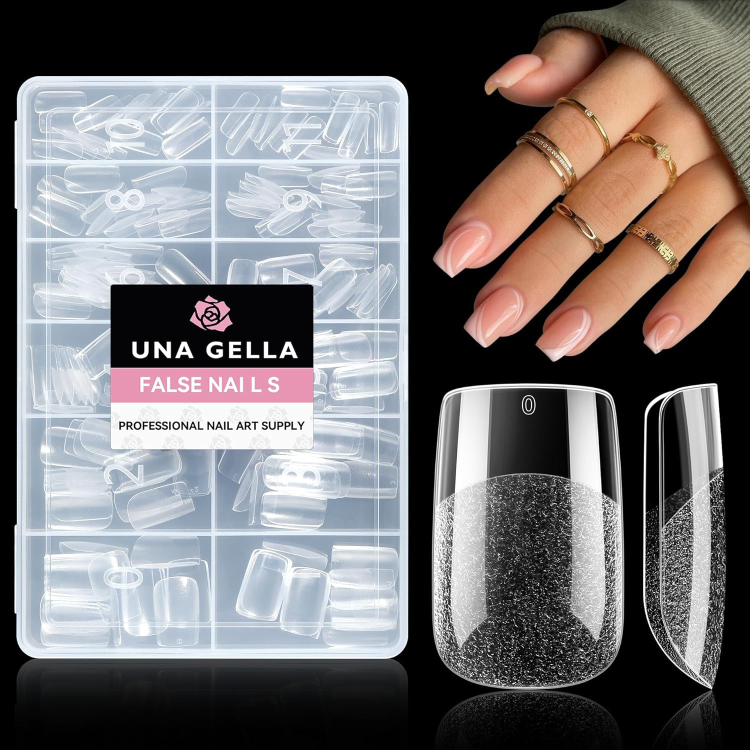 UNA GELLA Short Square Fake Nails 216Pcs Short Square Press on Nails Pre-Shape G