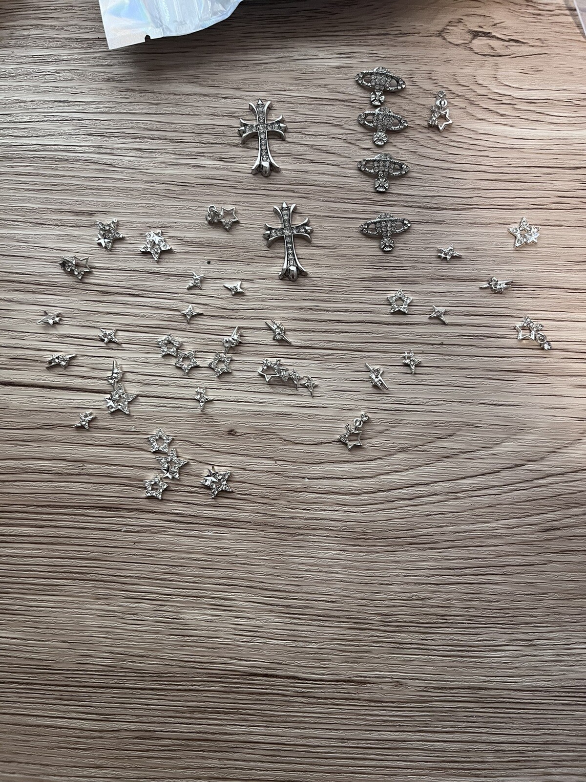 42PCS 3D Star Nail Charms and Gems Silver Tone, Rhinestones for Nails NEW