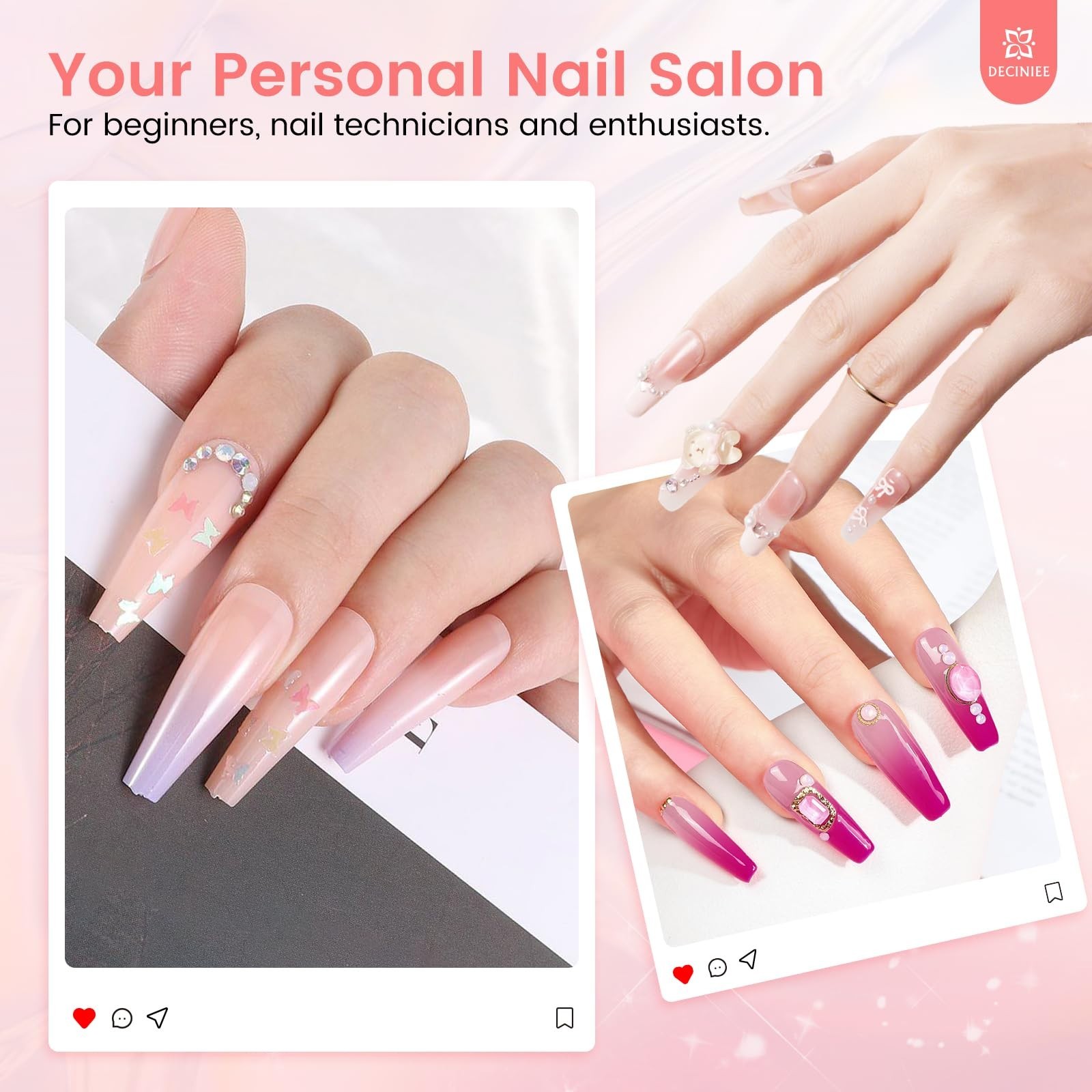 Complete Nail Kit for Beginners – Acrylic Powder, Liquid, Practice Hand, UV Ligh