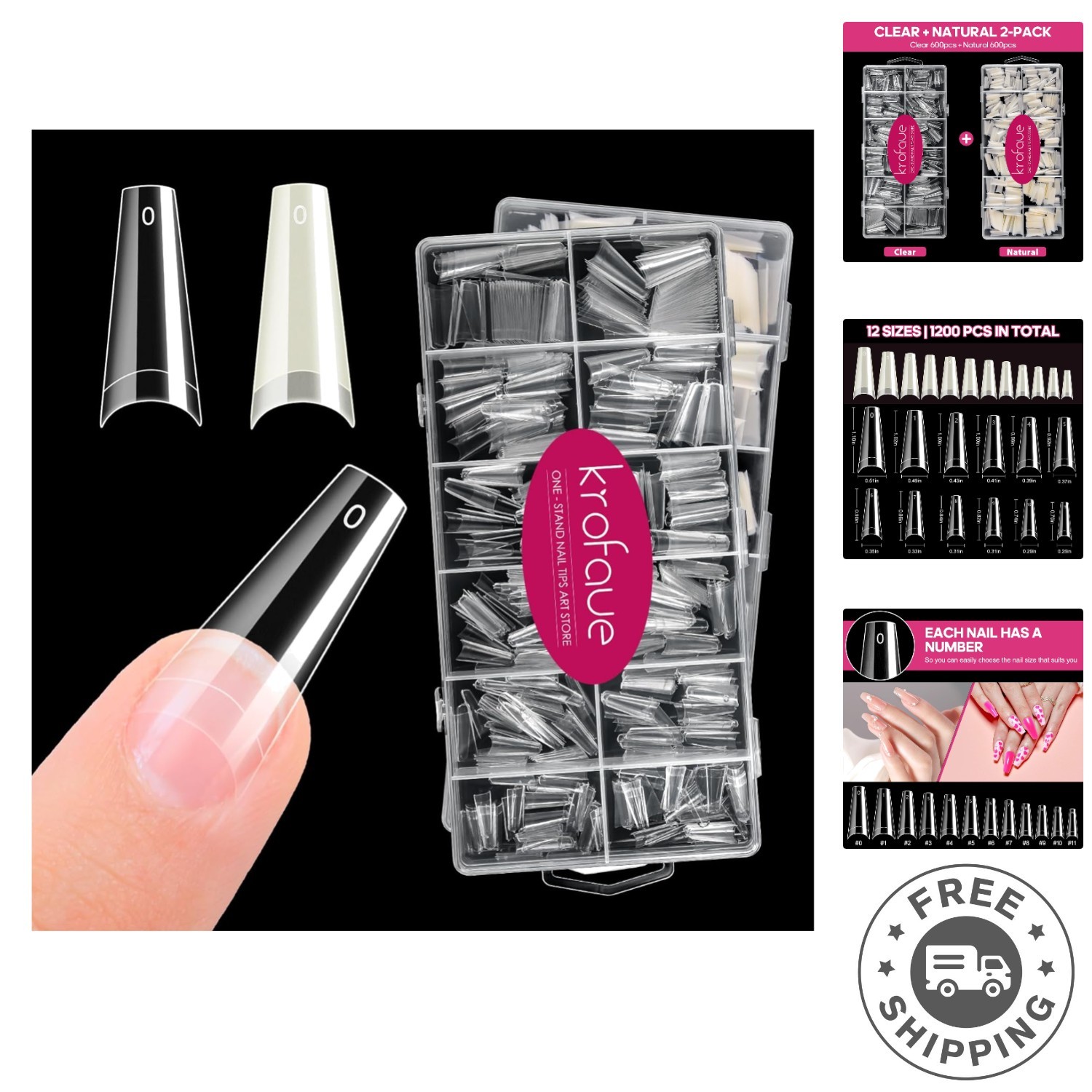 Professional Quality 1200PCS Half Cover Coffin Nail Tips for Beautiful Nails