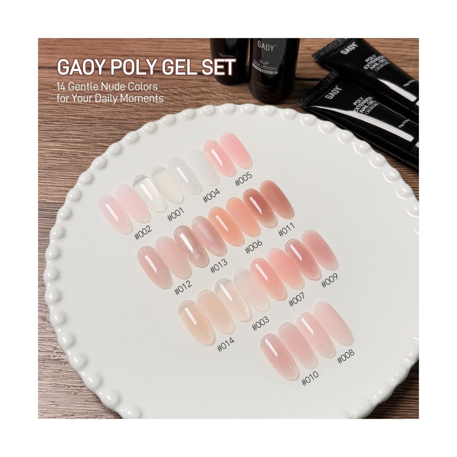 GAOY Poly Gel Nail Extension Kit with UV Light, 14 Colors Clear Pin… Fast Ship