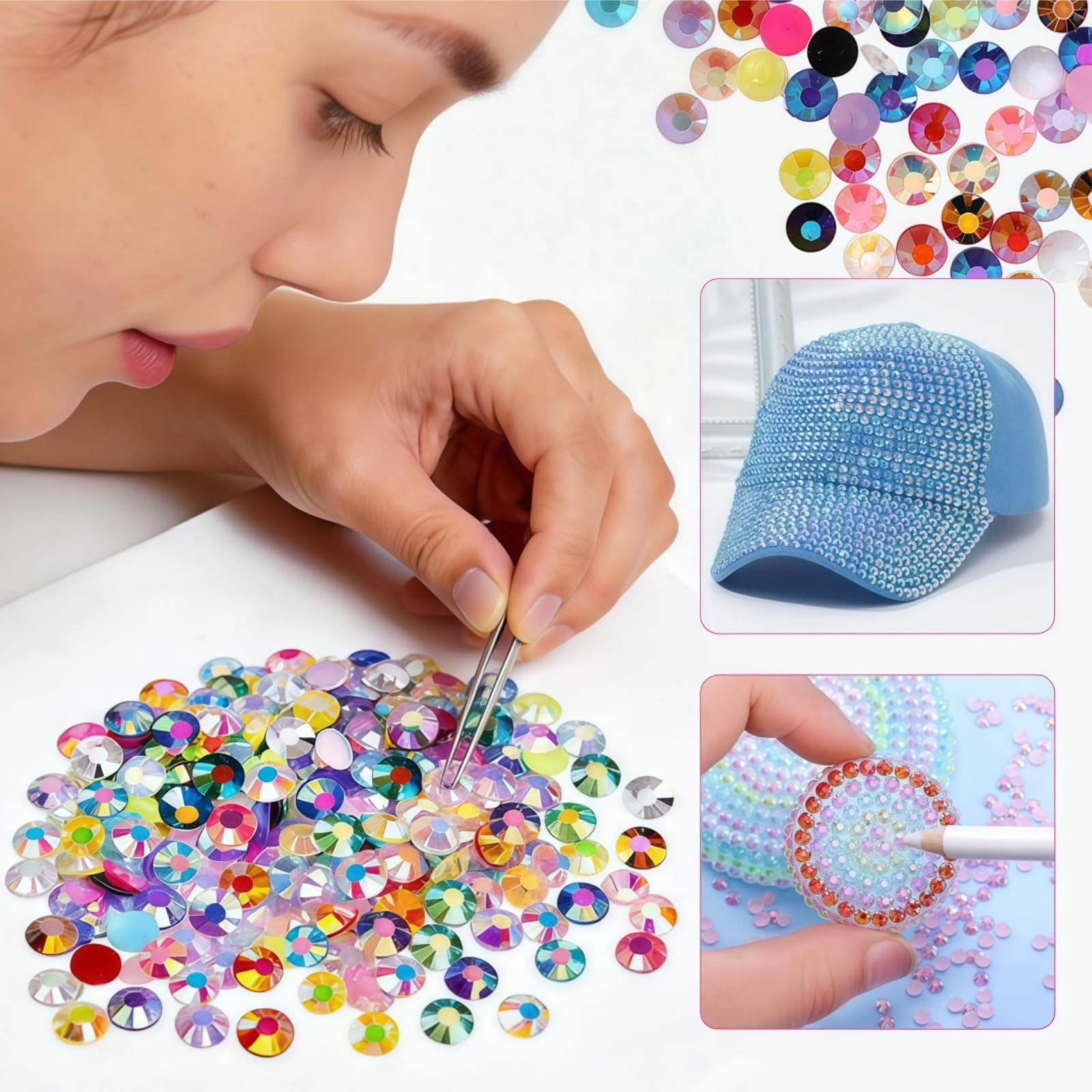 30000PCS Rhinestones Bedazzling Kit with Glue 24 Colors 3mm Nail Art Rhinestones
