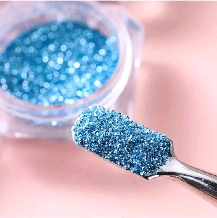 6pcs Cool Blue Ocean Glitter Nail Powder Set – Sparkling Sugar Sequins, Crystal