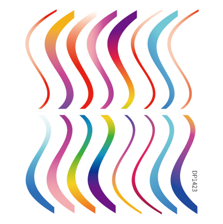 Nail Art Stickers Decal Transfer Colorful Wavy Swirls French Lines Manicure NH10