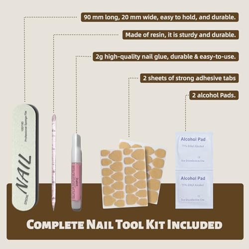 Luxury Long Almond Press on Nails – Nude Base with 3D Irregular Golden Nude