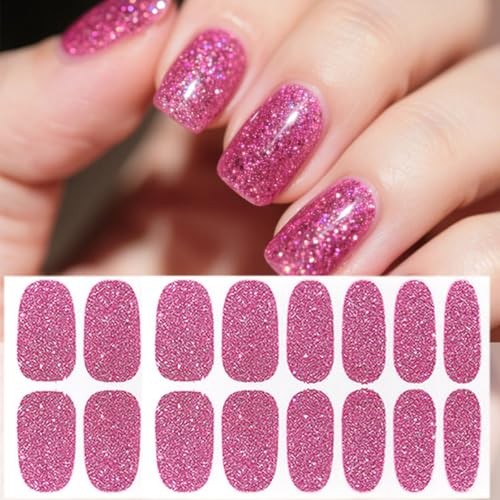 6 Sheets Solid Color Nail Wraps Stickers Glitter Gel Nail Stickers Glitter-4