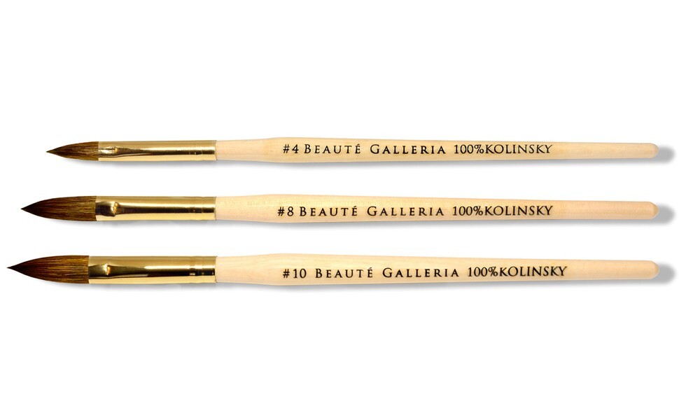 3pcs Kolinsky Oval Acrylic Nail Art Brush Set Detail Painting Pen Size 4,8,10