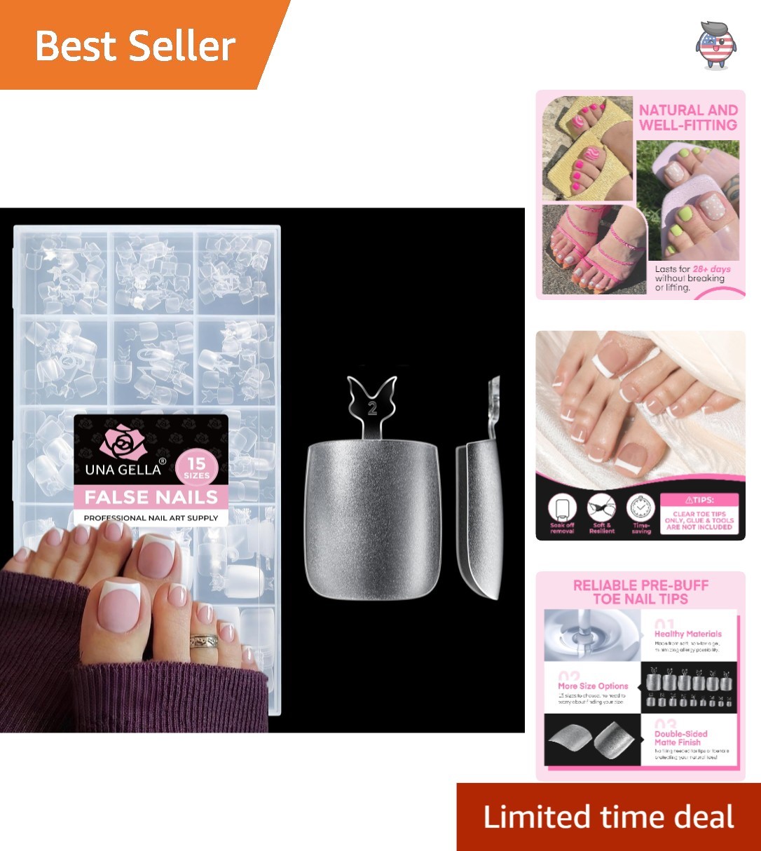 216Pcs Double Matte Square Toe Nail Tips – Full Coverage for Stunning Style