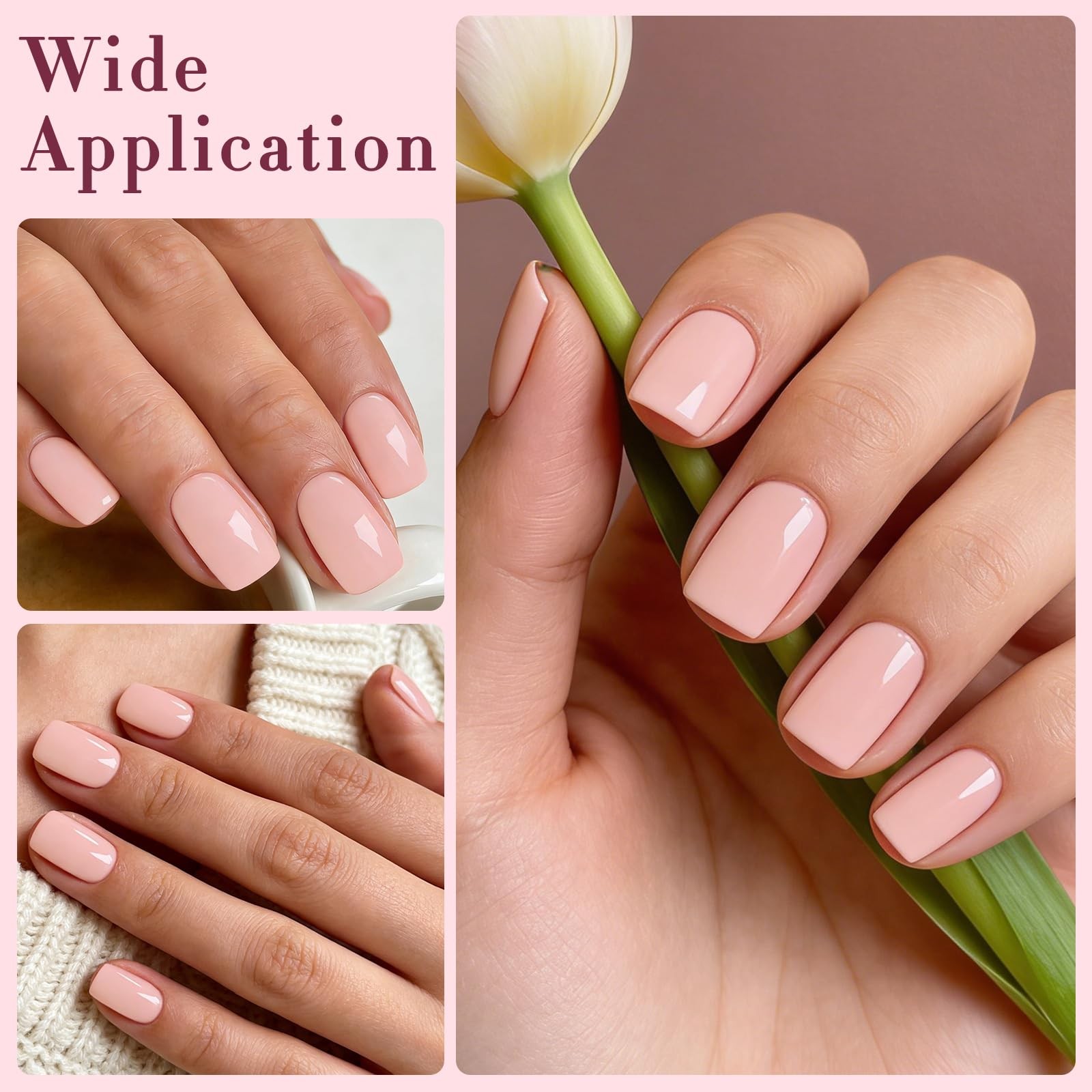120PC Pink Square Press on Nails Short Fake Nails Press ons with Nail Adhesiv…