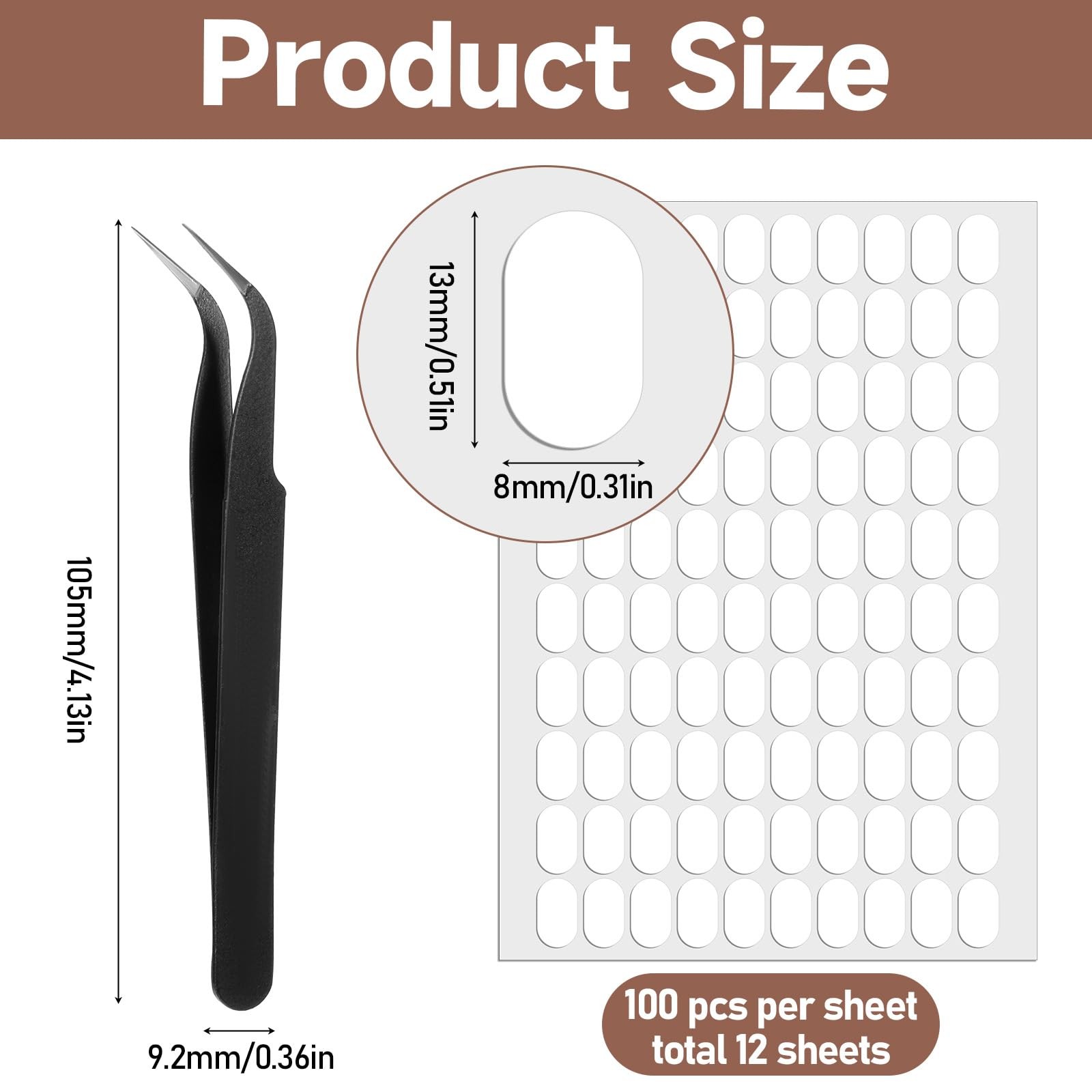 1200 Pcs Double Sided Adhesive Nail Tabs Strips for Press On Nails with Tweezer