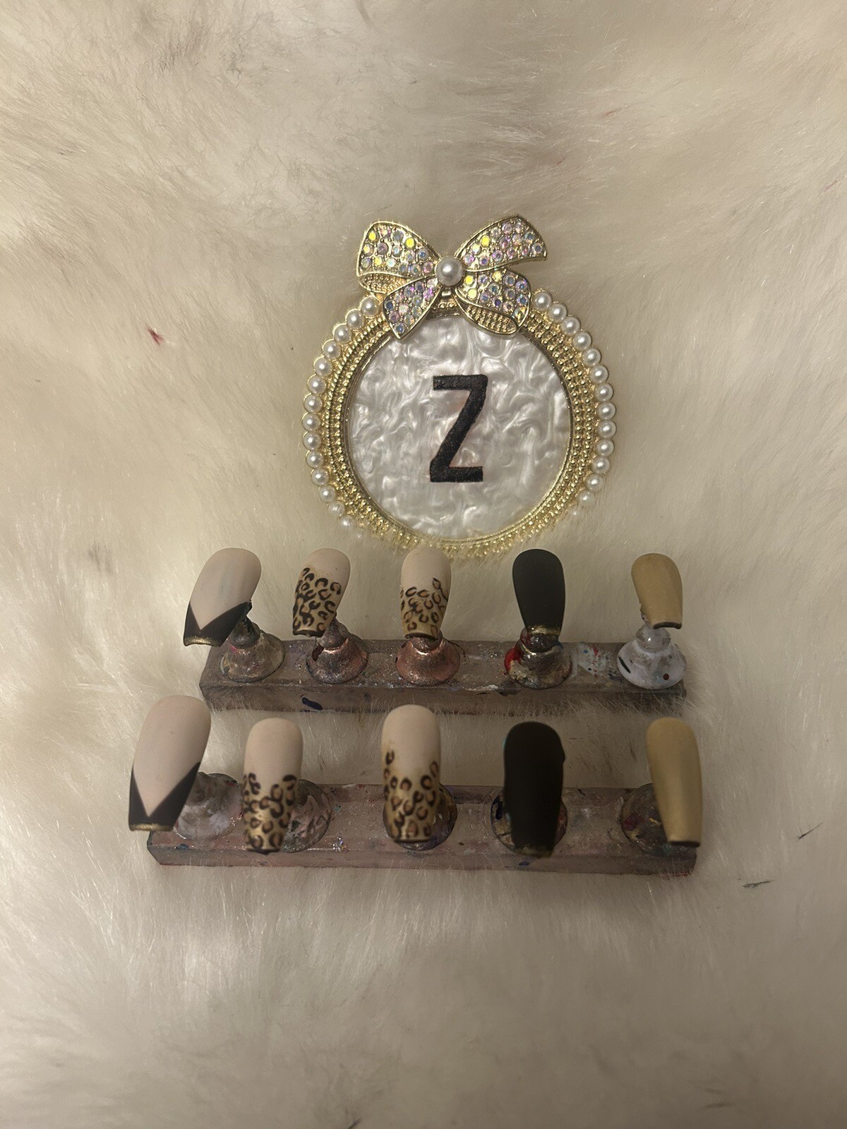 Z NAILZ! Handmade M Coffin Animal Print Black/Gold Press On Nails