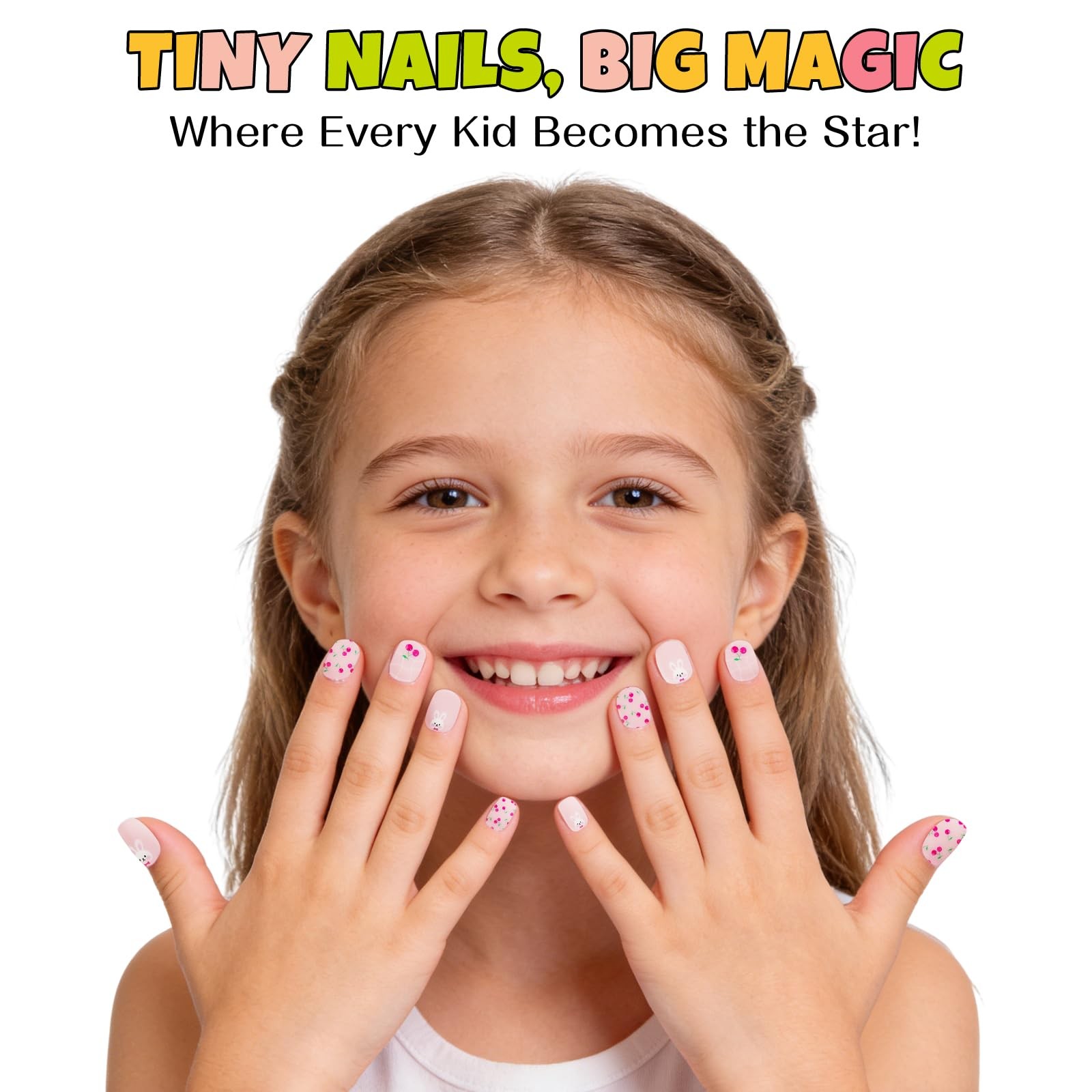 EBANKU Kids Gel Nail Polish Strips Cherry Cute Semi-Cured Nail Art Wraps | Fu…