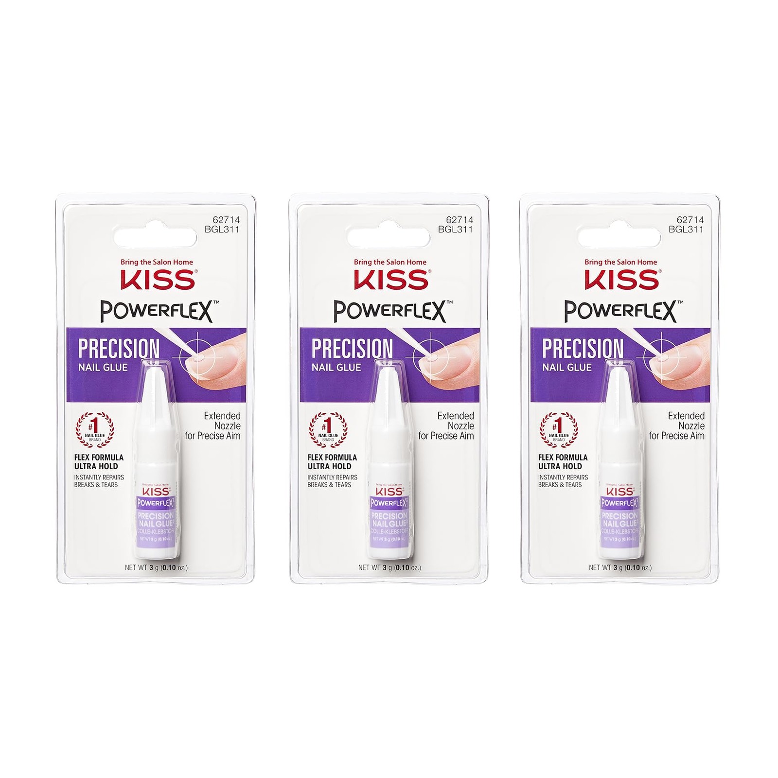 Kiss Powerflex Precision Nail Glue 0.10 Ounce (Pack of 3)