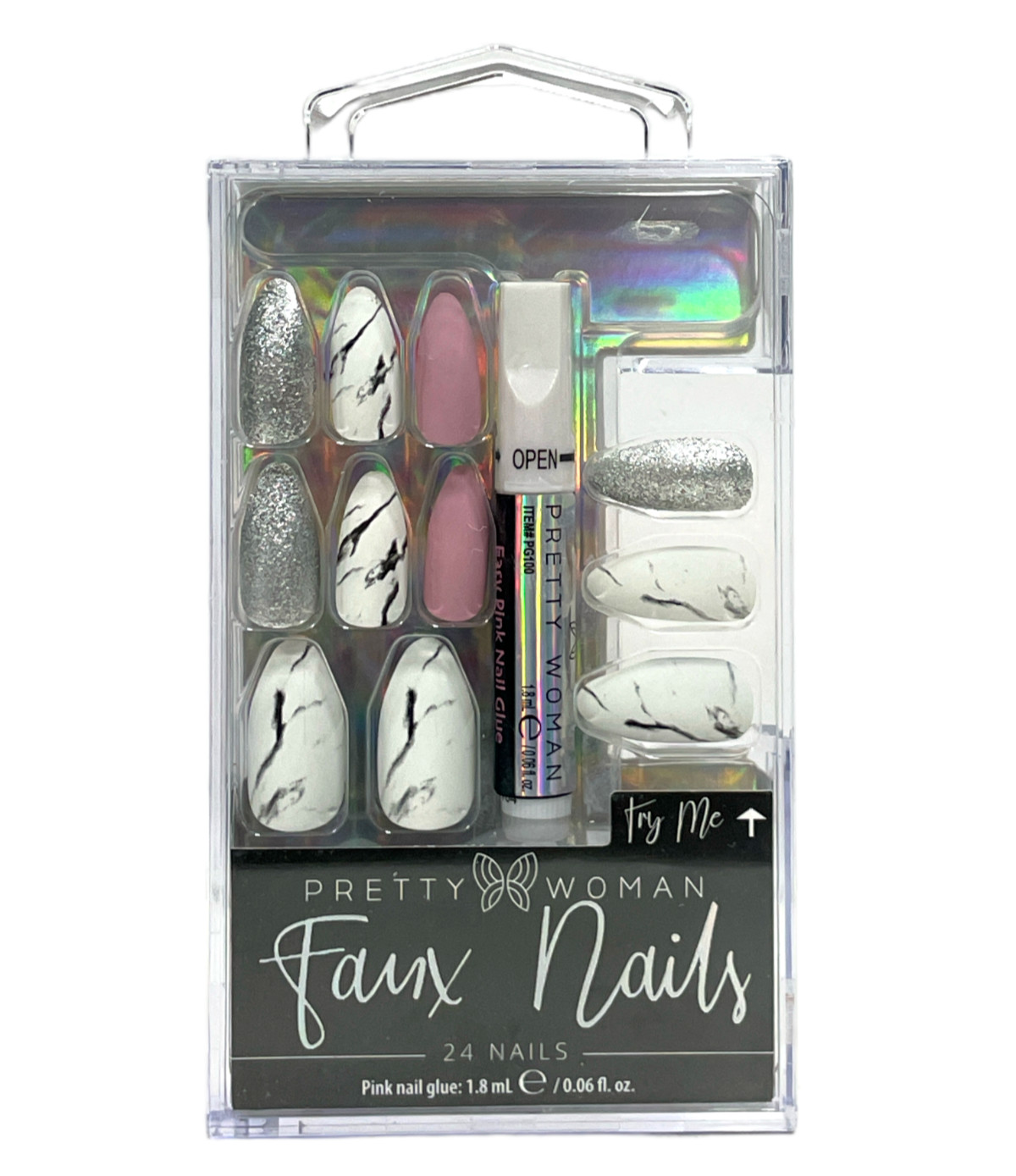 Pretty Woman Faux Nails & Glue Set (24Nails | 1.8mL) NEW; YOU PICK