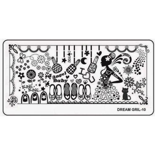 Dream Girl 10 Stamping Nail Art Image Plate Design Rectangle XL Stencil metal