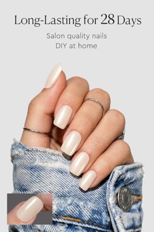 Press On Nails – Short Square Soft Gel Chrome False Nails – Glossy Finish
