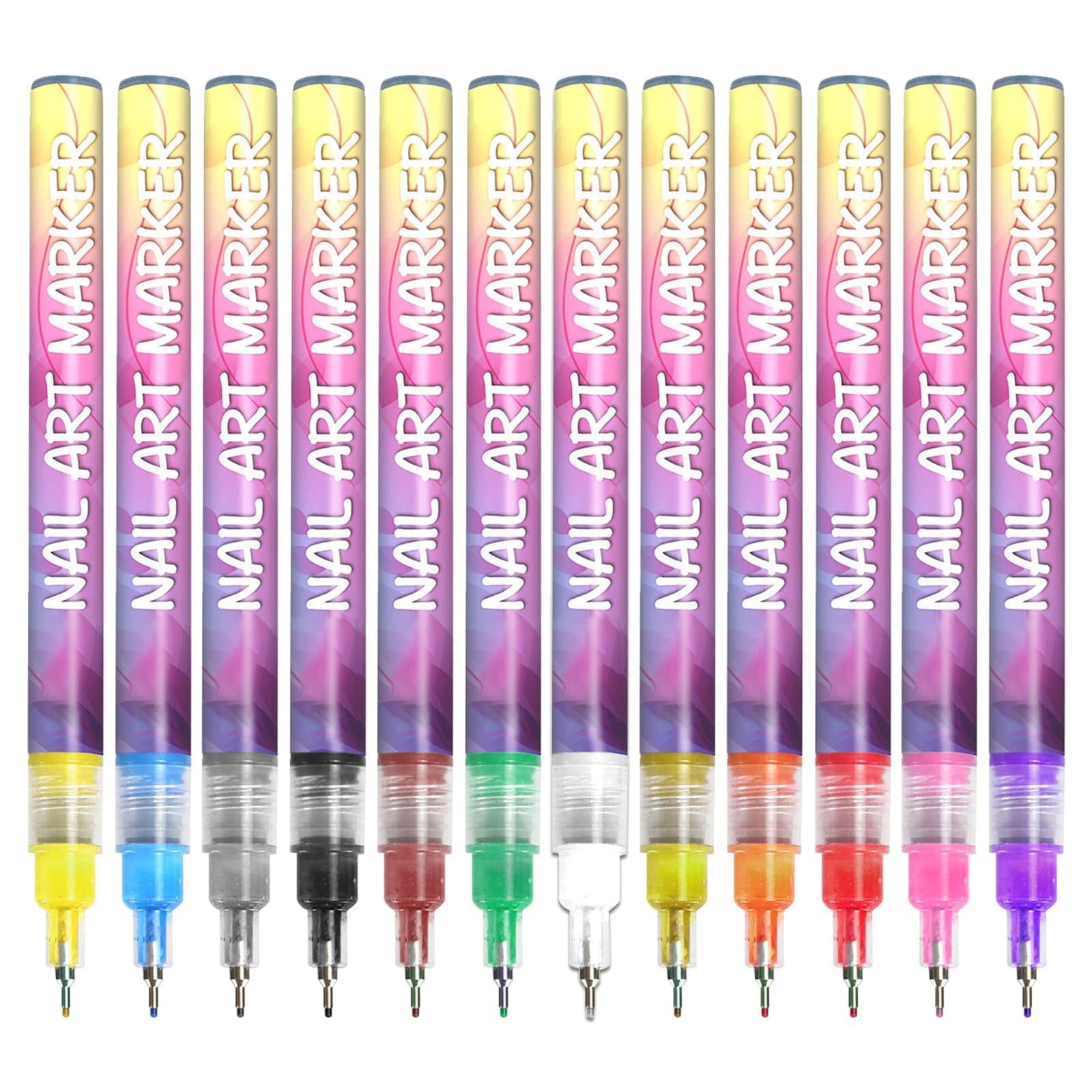 Nail Art Pens Set 12 Colors 3D Markers for Gel Nails & DIY Manicure Tools