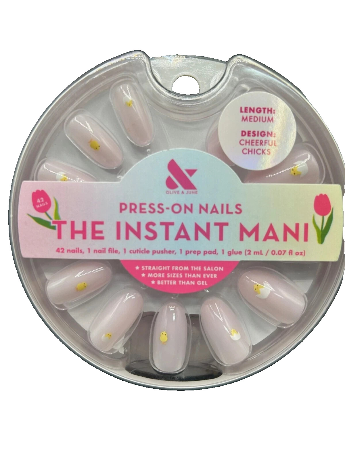 Olive & June Press-On Nails Easter Cheerful Chicks Medium Length Instant Mani