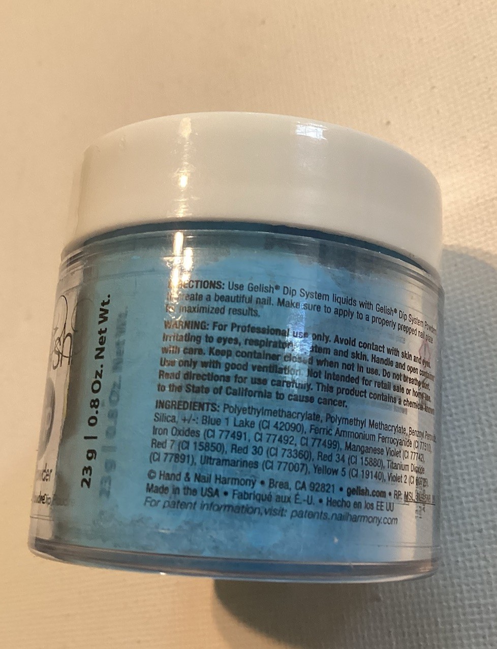 Gelish Dip Powder Essentials Professional Nail Art 23g/0.8oz Coast Cool UNSEALED