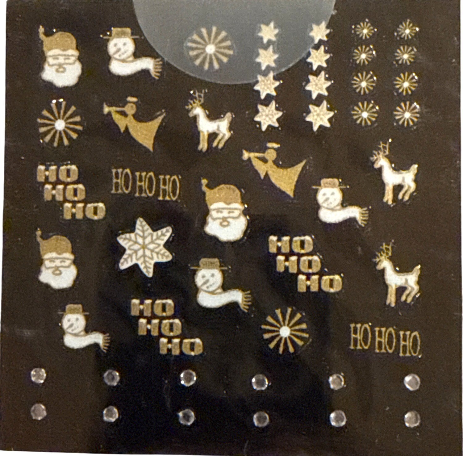 Fing’rs HOLIDAY Nail Stickers MISTLETOE+XMAS TREE+CANDY CANE+SANTA+SNOWMAN Gold+