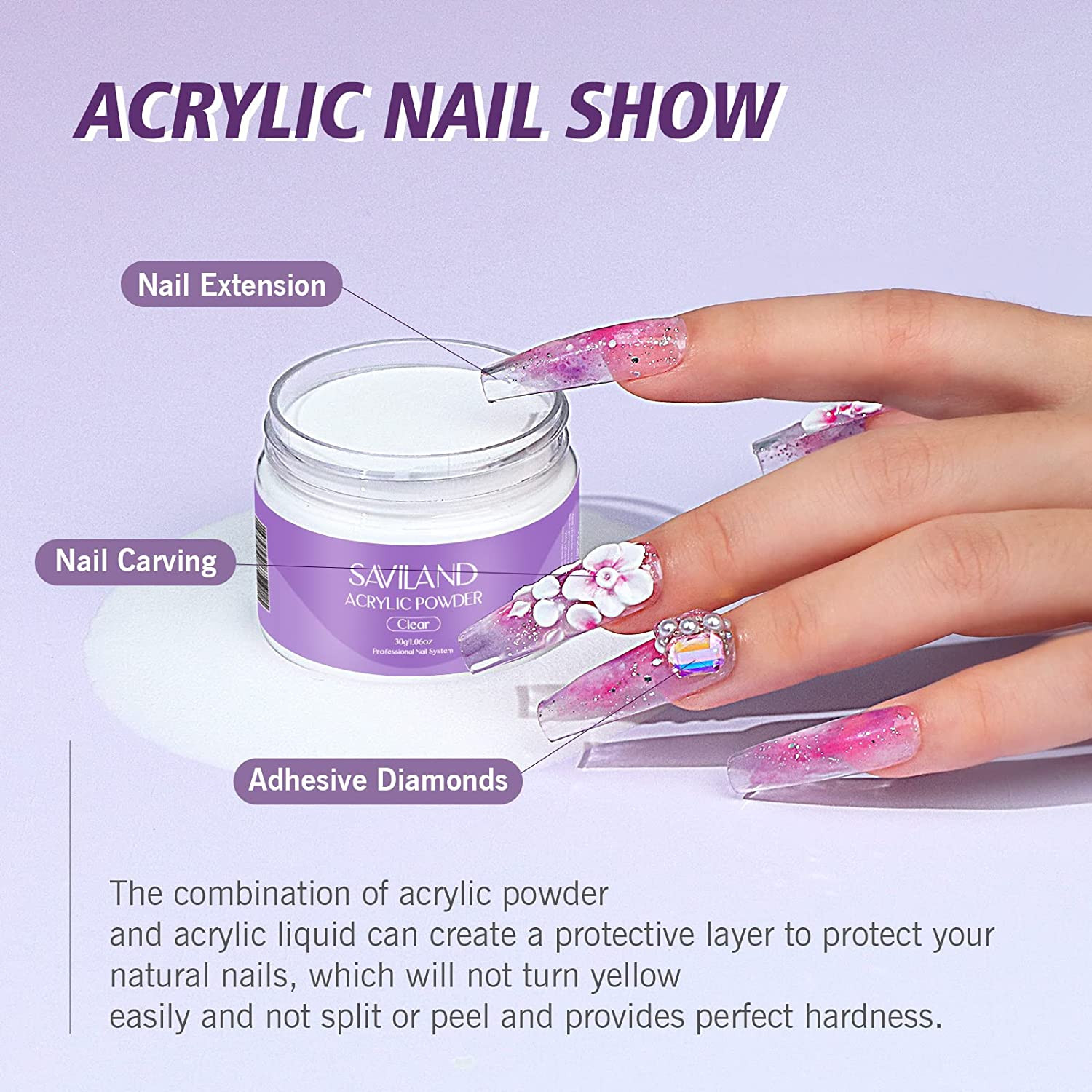 Acrylic Nail Kit 30G Clear Acrylic Powder & 60Ml Acrylic