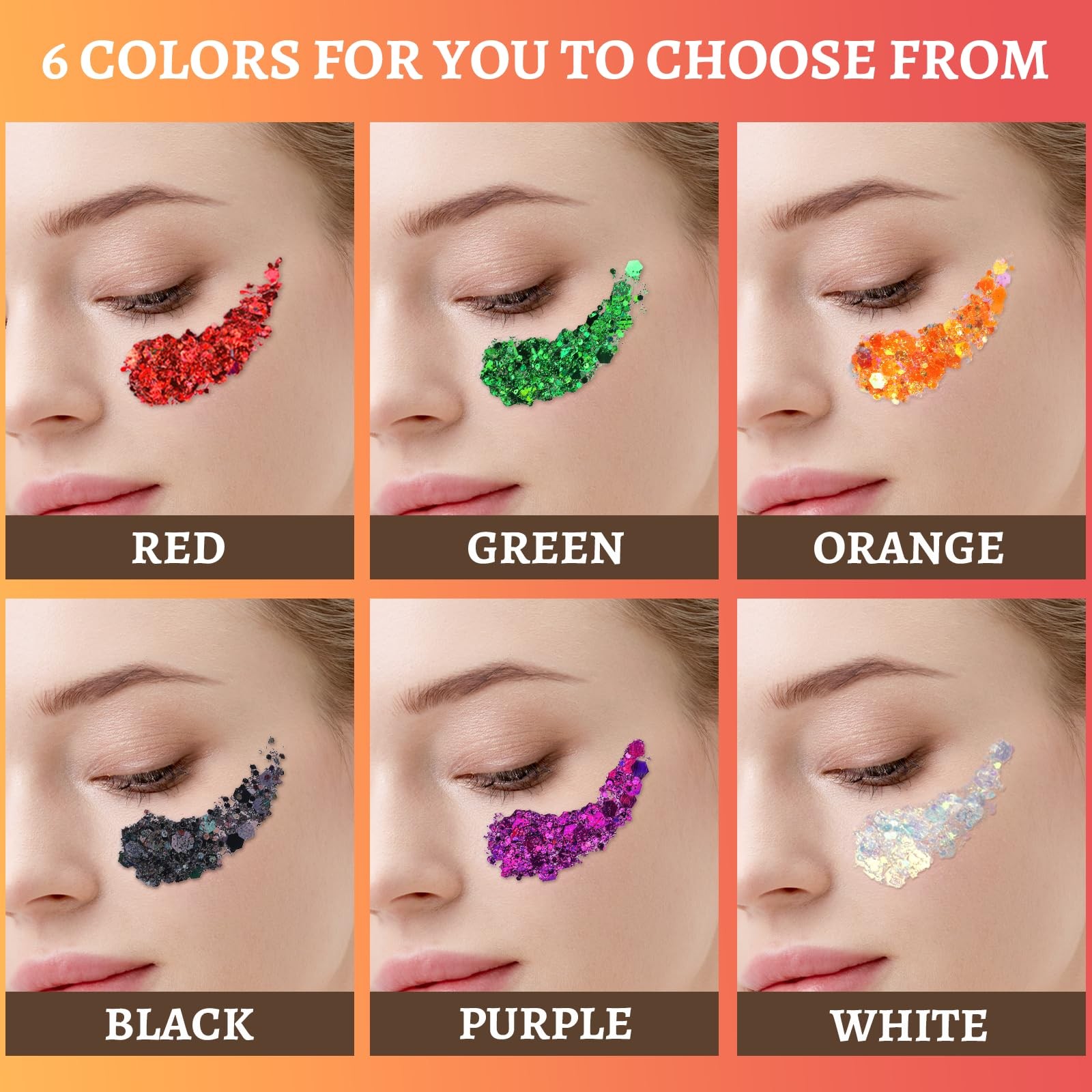 6 Colors Body Glitter Glitter for , Halloween-Themed Color , Body Hair Glitte…