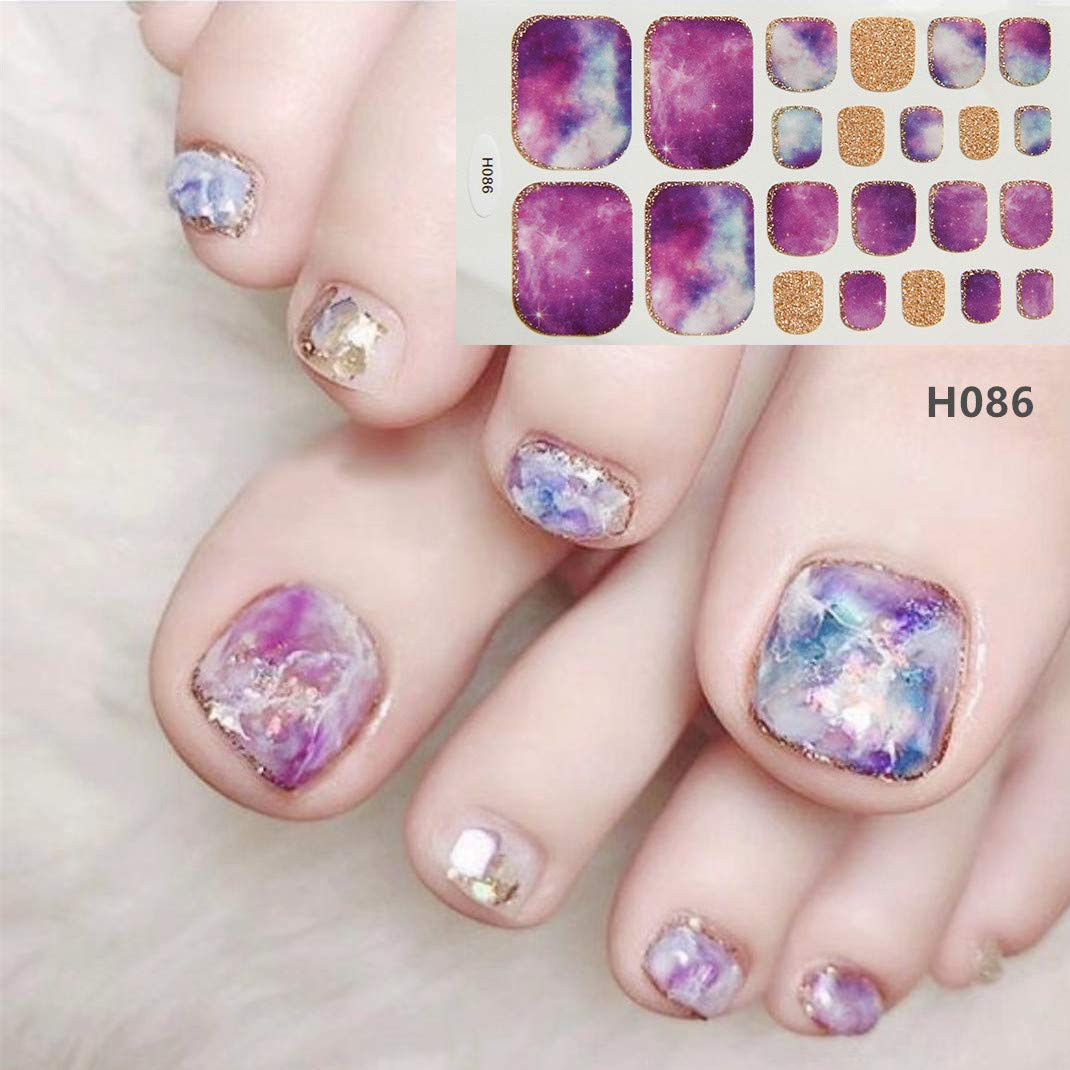 20 Sheets Gradient Toe Nail Polish Strips and Stickers and 1 Nail File Kit Color