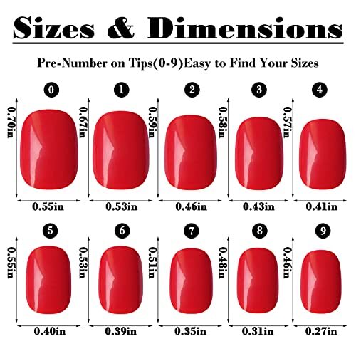 576pc Short Press on Nails, Round Square Short Fake J–Short Round Presson
