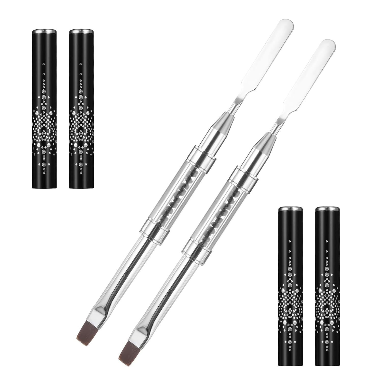 2 Pcs Double Ended Nail Builder Gel Brush, French Tip Brush Hard Gel for Nails,