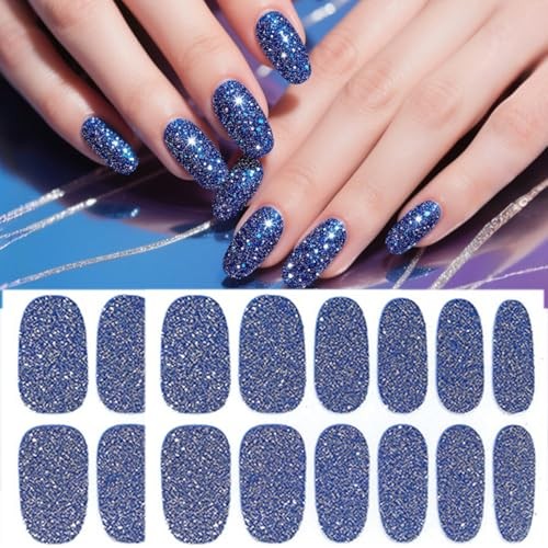 6 Sheets Solid Color Nail Wraps Stickers Glitter Gel Nail Stickers Glitter-4