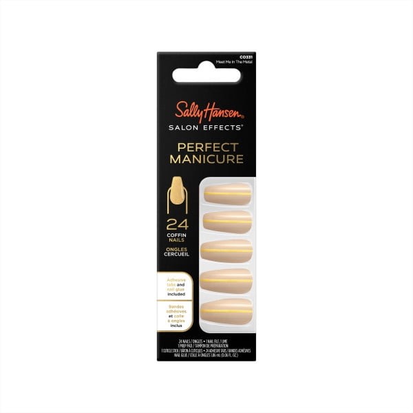 Sally Hansen Perfect Manicure Press on Nail Kit, Coffin, Meet Me in the Metal