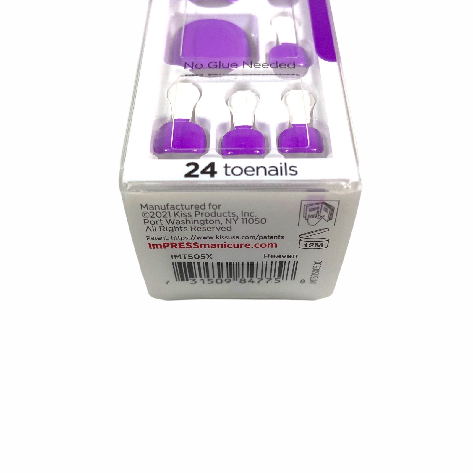 NEW Kiss Nails Impress Color Press On Pedicure Gel Solid Purple Toe Nails