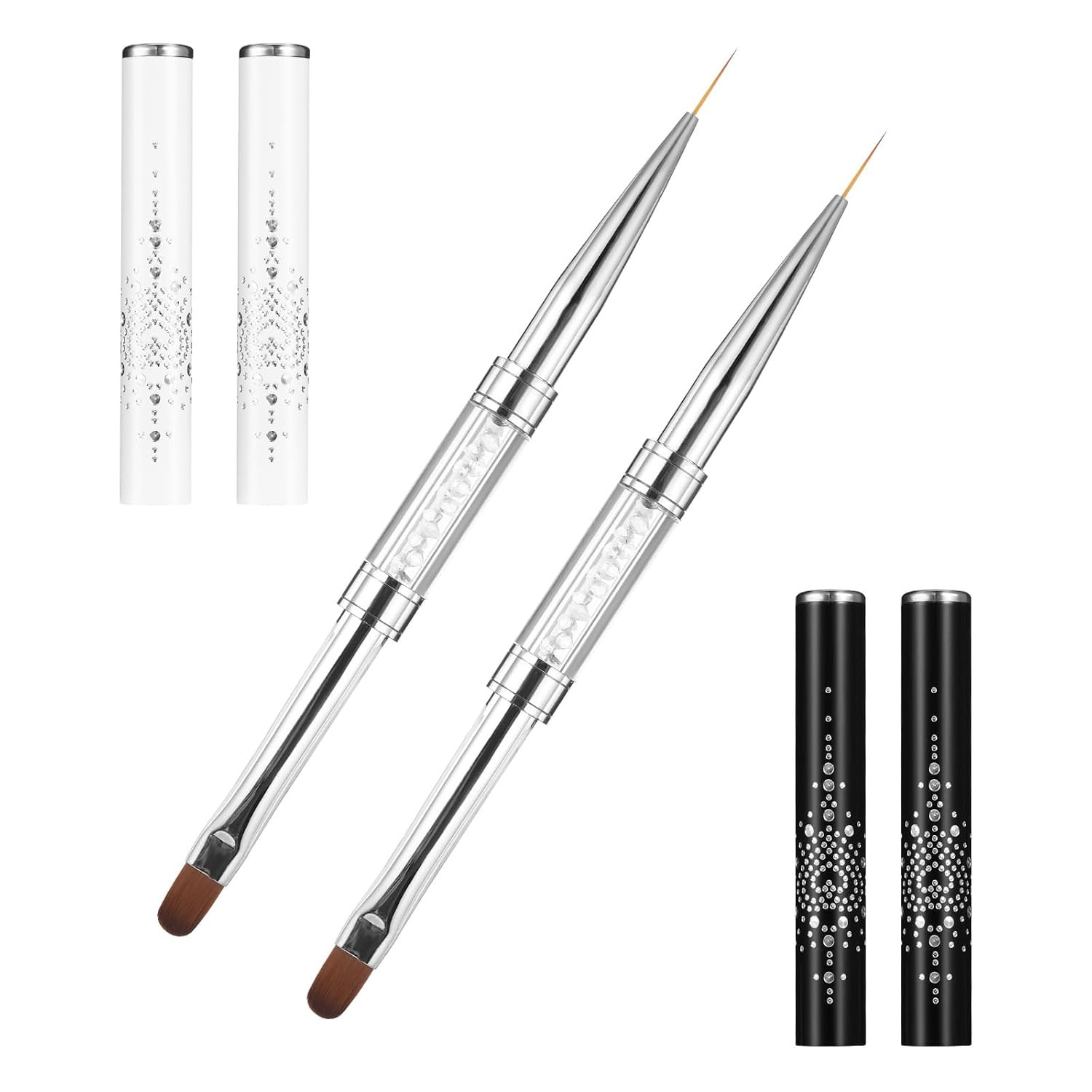 2 Pcs Double Ended Nail Builder Gel Brush, French Tip Brush Hard Gel for Nails,
