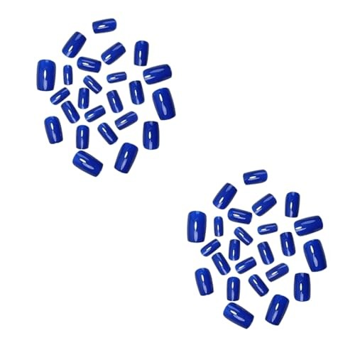 Short Square Press on Nails Pure Dark Blue | Full Cover Stick on Nails Style8