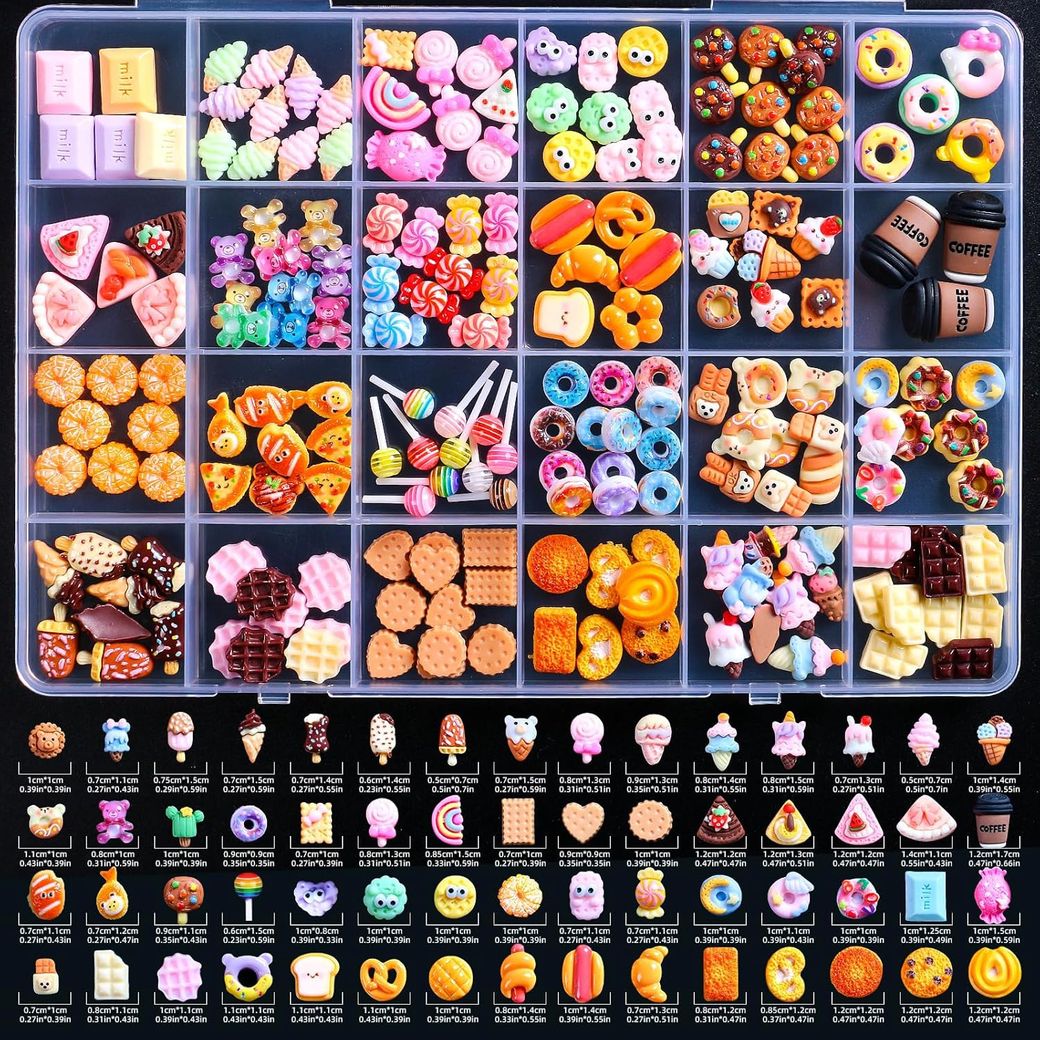 3D Mix Assorted Color Nail Charms Acrylic Multi Cute Nail Art Charms Hollow Cand
